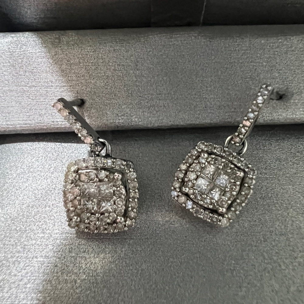 Zales dangle 1/2 TCW 10k diamond earrings